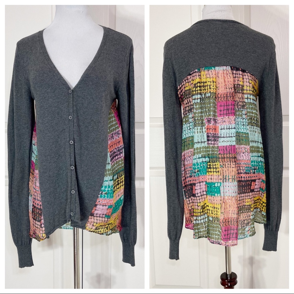 Sundance Catalog Cardigan Sweater-Gray-Multicolor cotton Silk